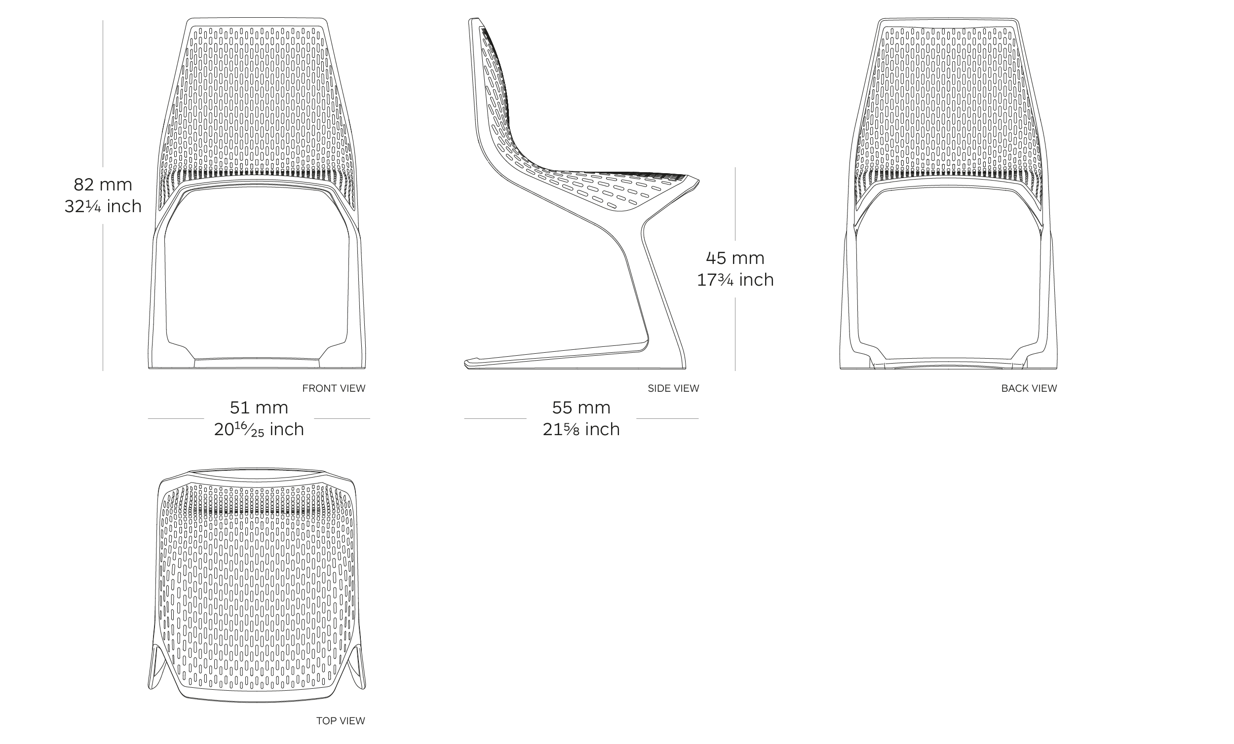 MOD. 1207-20 Myto chair dimensions