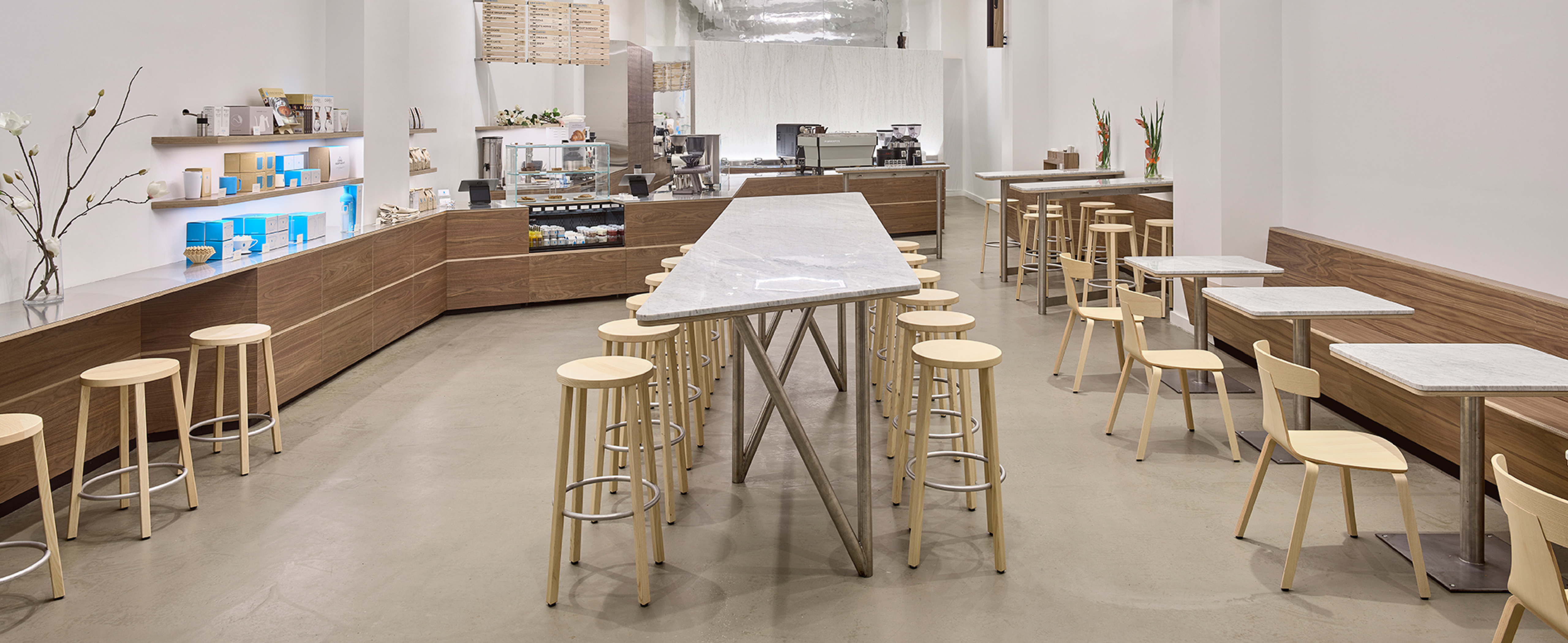 Blocco stool and remo wood in ash natural at blue bottle gramercy